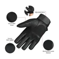 thumbnail image 3 of Leather Motorcycle Gloves Hard Knuckle Touch Screen Gloves Motorcycle Gloves Street Riding Hiking Camping Full Finger Gloves (2pcs-black, 3 of 5