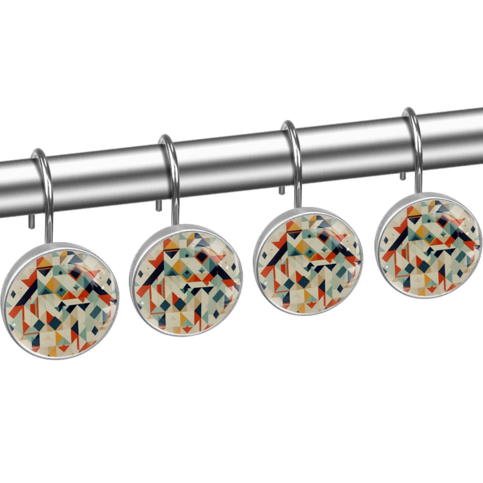 12 Pack Round Shower Curtain Hooks Crystal Glass Shower Rings Geometry Curtain Hooks Home Decoration