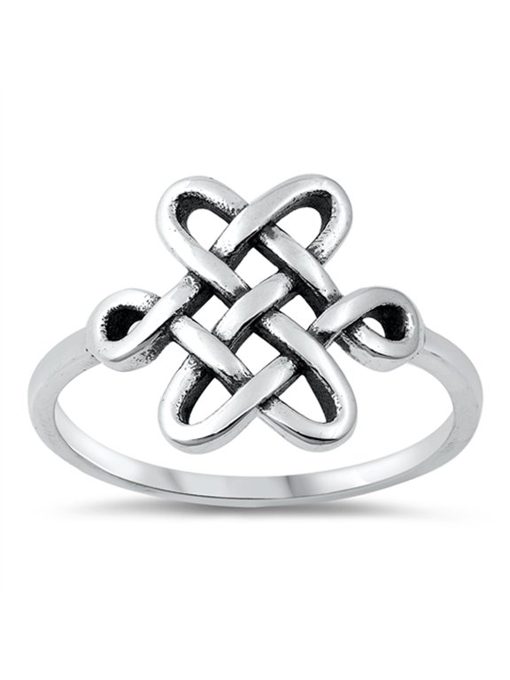 Unique Interlocking Celtic Cross Ring .925 Sterling Silver Band Jewelry Female Male Unisex Size 8
