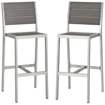 Modway Shore Armless Bar Stool Outdoor Patio Aluminum Set of 2 in Silver Gray