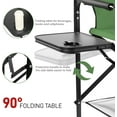 thumbnail image 4 of YEXJ 26" Tall Directors Chair Height Seat Folding with Side Table Storage Bag, Support for 300Lbs Portable Makeup Artist Chair with Bar Height(Dark Green/Black), 4 of 10