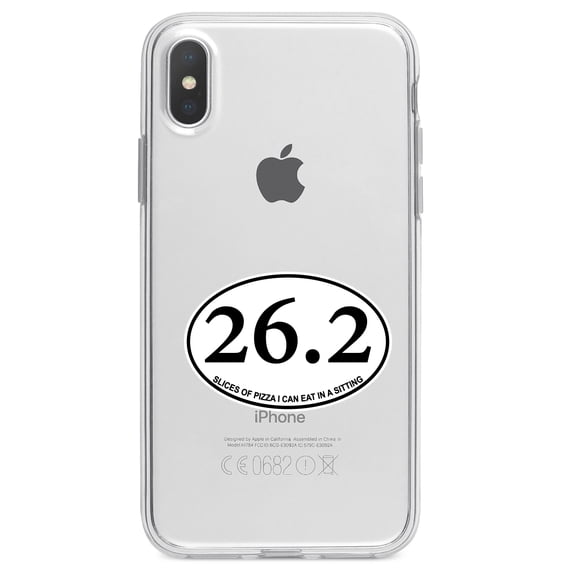 DistinctInk Clear Shockproof Hybrid Case for iPhone XR (6.1" Screen) - TPU Bumper Acrylic Back Tempered Glass Screen Protector - 26.2 - Slices of Pizza In a Sitting