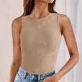 thumbnail image 2 of TTUHYWXI Women's Crochet Striped Tank Tops Sleeveless Round Neck Trendy Cute Summer Lightweight Sweater Vest Top (Khaki, M), 2 of 5