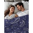 thumbnail image 5 of Twin Flat Sheet Only Dark Blue Paisley Pattern Soft Microfiber Cooling Bedding Sheets White Seamless Floral Art Flat Bed Sheet for Hotel,Home Decor, 5 of 6