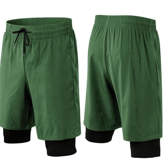 LYMAYTER Men's Two-in-One Shorts Compression Fit Layered Design Moisture-Wicking for S-2XL
