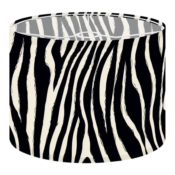 Linen Drum Lampshades Abstract modern zebra seamless Animals trendy White black 13"x13"x10" Light Shade for Table Lamps Floor Lamp Shades Lampshade Replacement Assembly Required