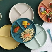 FXMLRLK Unbreakable Divided Plates,2 Pack 8.7 Inch Round Design with 3 Compartments for Portion Control, Reusable,Microwave and Dishwasher Safa(Blue)