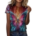 thumbnail image 1 of TSADFHJI Hauts de Noël pour Femmes Col en V Mode Féminine Col Rond Manches Courtes T-Shirts d'Été Blouse Imprimée m Bleu Ciel, 1 of 4