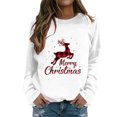 thumbnail image 1 of Gibobby Sudaderas para mujer navidad Suéteres para mujer Diario Navidad de nieve Estampado Sudadera Cuello redondo Camisas de entrenamiento Blusa suelta(Blanco,G), 1 of 4