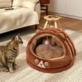 thumbnail image 1 of Nido para gatos o perros pequeños Salvador con almohada acolchada extraíble forma de oso MARRÓN, 1 of 10