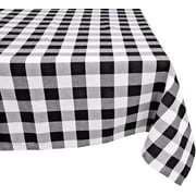 Yourtablecloth 100% Cotton Checkered Buffalo Plaid Tablecloth for Home, Restaurants, Cafs Be it for Everyday Dinner Picnic or Occasions Like Thanksgiving 60 x 120 Rectangle/Oblong Black and White