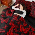 thumbnail image 4 of Homewish Teens Romantic Animal Bedding Comforter Set 7pcs, Mystic Red Butterfly Moth King Bedding Sets, Fashion Princess Style Reversible Bed Sheets, Microfiber Bedroom Decor, 4 of 7