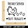 thumbnail image 2 of Freshly Served Butt Nuggets Chicken Laying Eggs Self-Inking Rubber Stamp Ink Stamper - Purple Ink - Small 1 Inch, 2 of 7