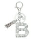 thumbnail image 1 of Llave de letra inicial Uxcell con borlas y perlas, llavero de letra B brillante con strass, llaveros con anillo para llaves, bolsos, carteras, llaves de coche, taza, plata, 1 of 7