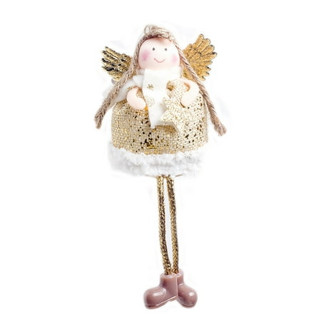 

1PC Christmas Ornament for Doll Winged Angel for Doll with 2Legs Pendant Hanging Plush Decoration Gifts for Kids Girls B