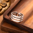 thumbnail image 4 of Thumb Ring Geometric Lines Shape Adjustable Opening Design Finger Ring Stainless Steel Finger Band Versatile Jewelry Gift, 4 of 8