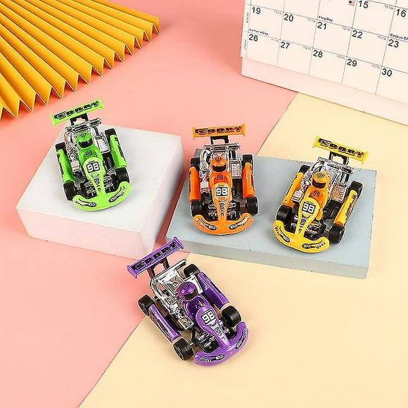 1pc Kids Pull Back Power Racing Plastic Car Power Kart Children's Puzzle Vehicles Car Formula Car Inertia Go-kart Color Random