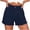 Navy, variant on Gym Shorts Women No Scrunch New Summer Shorts for Women High Waist Pleated Button Zipper Loose Shorts Classic Rolled Hem Bottoms with Pockets Wine L