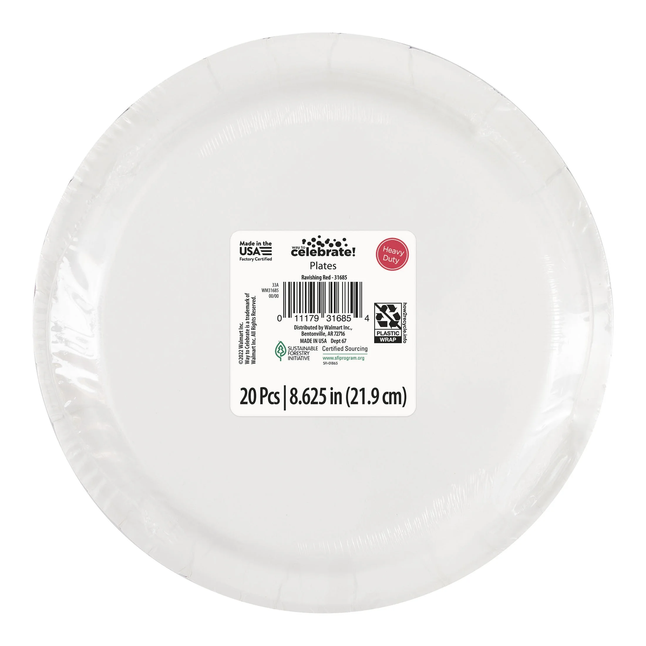 (6 pack) Disposable Paper Plates, 9", Red, 20 Count, by Way To Celebrate