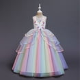 thumbnail image 1 of Vestido de princesa de hilo abullonado con malla de unicornio y arcoíris para niñas de estilo europeo y americano, 1 of 6
