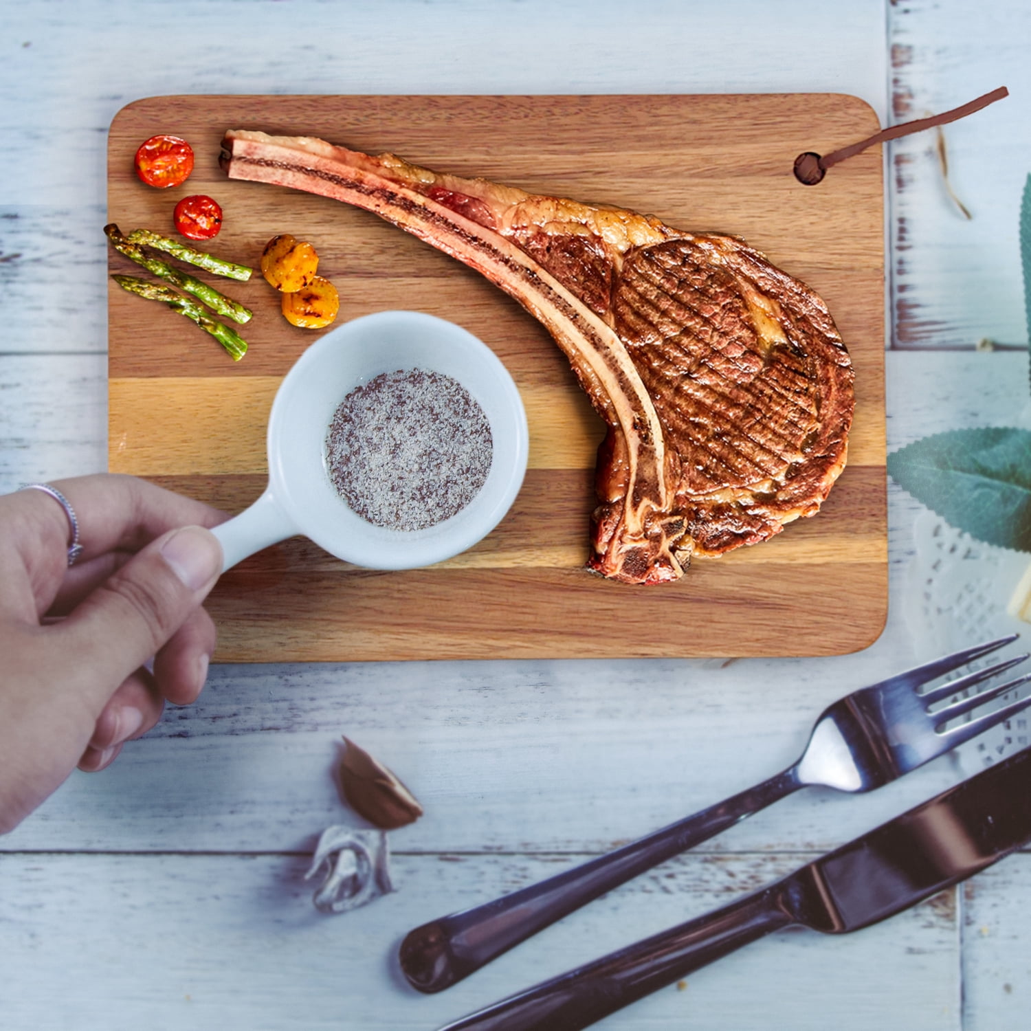 10 Packs Acacia Wood Cutting Board, 9.8 x 7 Inch Plain Chopping Board Large Serving Board Wooden Kitchen Cutting Board Bulk with Ropes for Vegetables Meat Pizza Cheese Fruit Bread