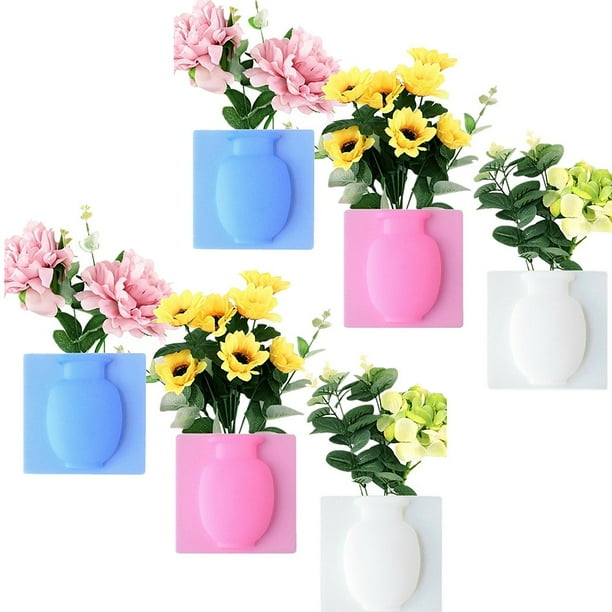 1/2/3pcs Removable Silicone Flower Vase, Sticky Fridge Vase, Wall Vase
