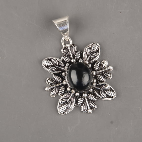 Black Tourmaline Pendant 925 Sterling Silver Jewelry