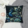 thumbnail image 2 of GOSMITH  Blue Peacock Pillow Cover Beautiful Watercolor Flowers Peony Bird Feathers Gorgeous and Elegant Animal Spring Vitality Couch Bed Sofa Car Waist Cushion Cover, 2 of 5