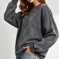 thumbnail image 6 of Hurxie Womens Acid Washed Cotton Crewneck Sweatshirt Long Sleeve Pullover Vintage Casual Y2K Streetwear Sweatshirts, 6 of 7