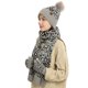 thumbnail image 1 of Gorro de punto con estampado de leopardo para invierno, bufanda larga y guantes para pantalla táctil, gorro grueso y cálido de tres piezas, 1 of 5