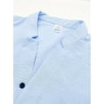 thumbnail image 4 of Men's Linen 2 Piece Outfit Long Sleeve Button Down Shirt with Elastic Waist Drawstring Lounge Pants Set Blue L, 4 of 5