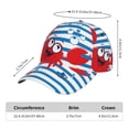 thumbnail image 3 of Kdxio Unisex Red Funny Crab on Blue Stripe Pattern Baseball Cap Unisex Washed Classic Adjustable Hat, 3 of 7