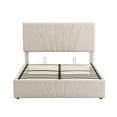 thumbnail image 3 of ARCTICSCORPION Platform Bed Frame with Storage Underneath,Full Size Lift Up Storage Bed with Tufted Headboard,Gas Lift Storage Bed Upholstered Platform Bed with Hydraulic Storage System,Beige, 3 of 7