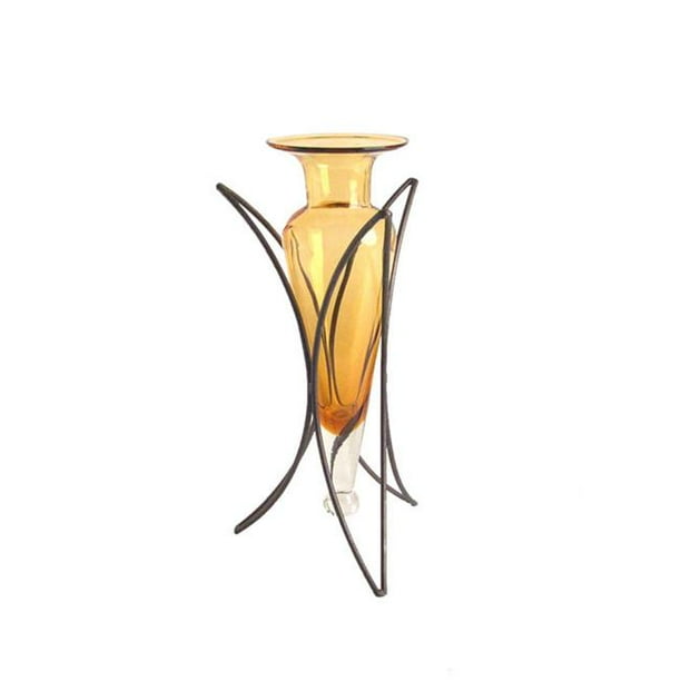 Danya B MC754-A Vase Amphore sur Demi-Lune Métal Stand-Ambre