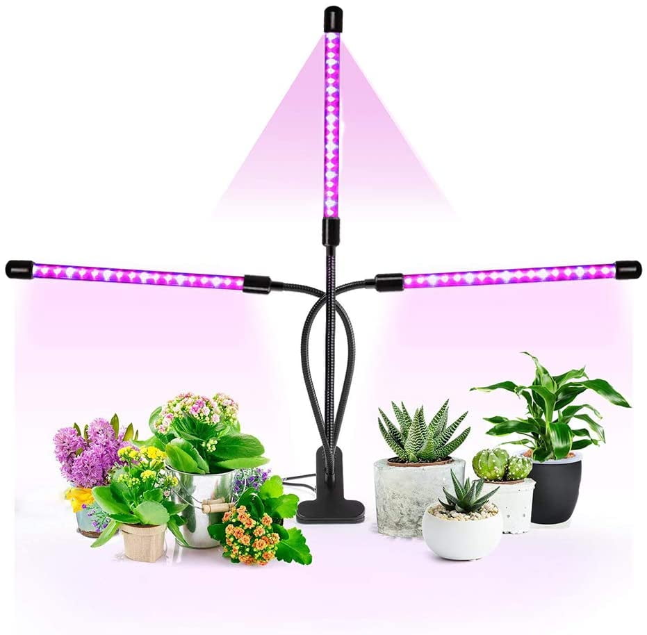 3-Head LED Plant Grow Light 30W Flower Indoor Greenhouse Hydroponic Lamp w/Timer 