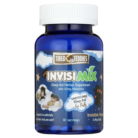 Tired Teddies Invisimix Undetectable Natural Sleep Aid for Kids Melatonin Liquid Mix-in. Low dose melatonin (0.3 mg) Herbal Supplement