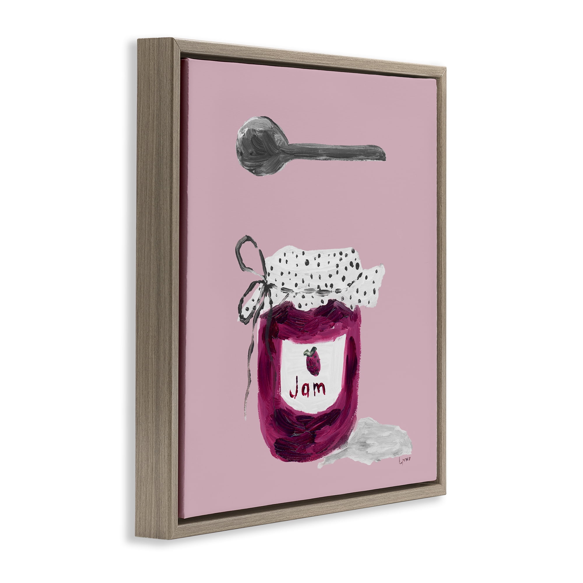 Stupell Industries Jam Jar over Blush Brown Framed Floater Canvas Wall Art, design by Lucille Price