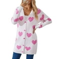 thumbnail image 2 of Women's Cardigan Sweater Heart Sweater Open Front Buton Down Soft Knit Cardigans Sweater, 2 of 6