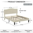thumbnail image 6 of Javlergo Queen Size Platform Bed Frame, Upholstered Bed Frame with Adjustable Headboard, No Box Spring Needed, Wooden Slats Support, Mattress Foundation, Beige, 6 of 8
