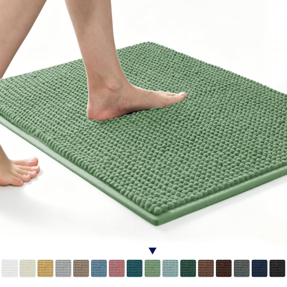 Subrtex Luxury Chenille Bathroom Rug Extra Soft and Absorbent Shaggy Rugs (Sage Green, 24"*36")