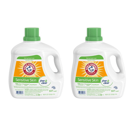 (2 pack) Arm & Hammer Sensitive Skin Free & Clear Liquid Laundry Detergent, 160.5 fl (Best Detergent To Remove Blood Stains)