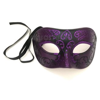 Phantom Masquerade Mardi Gras Venetian Face Mask - Black Plain Half Mask