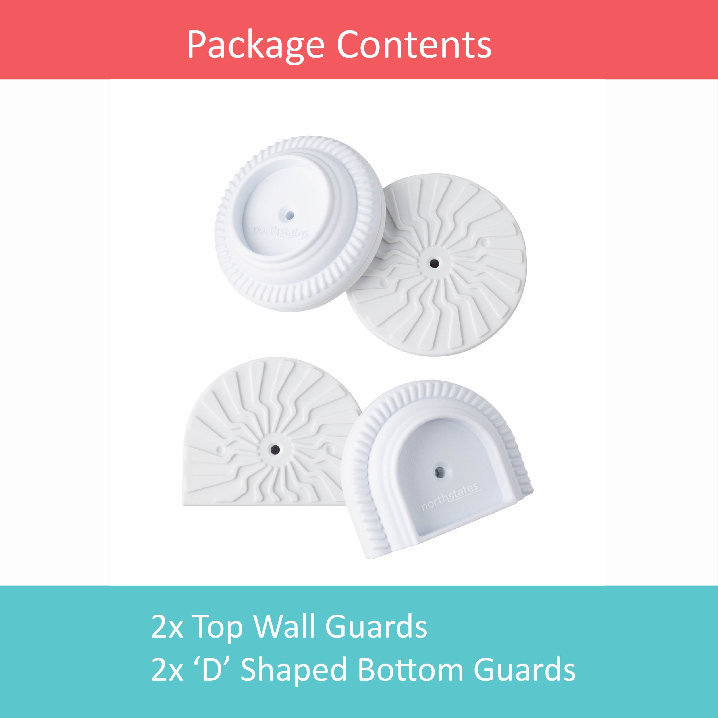 Toddleroo by North States Baby Safety Gate Wall Guards, 4 Count, White