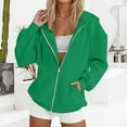 thumbnail image 5 of Wyobmus Women's Drawstring Zip Up Hoodies Oversized Sweatshirt Jackets Casual Jackets with Pocket Comfy Fall Fashion Outfits Winter Clothes B-Green, 5 of 7