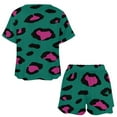 thumbnail image 3 of Leopard Print Pattern Women's Ruffle Short Sleeve Tops And Shorts Cute Peeps Bunny Pajamas Sets, 3 of 7