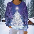 thumbnail image 5 of Craaazy Women's Fashion Christmas Long Sleeve Shirts Round-Neck Santa Snowflake Print Casual Blouse Gifts, 5 of 7