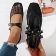 thumbnail image 2 of Alkepwun Womens Dress Shoes Square Toe Double Buckle Breathable Mesh Comfort Mary Flats Solid Color Lightweight Causal Non Slip Soft Slip On Walking Footwear, 2 of 9