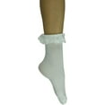 thumbnail image 4 of ToBeInStyle Women's Opaque Ankle High Socks w/ Ruffled Lace Top - White, 4 of 5