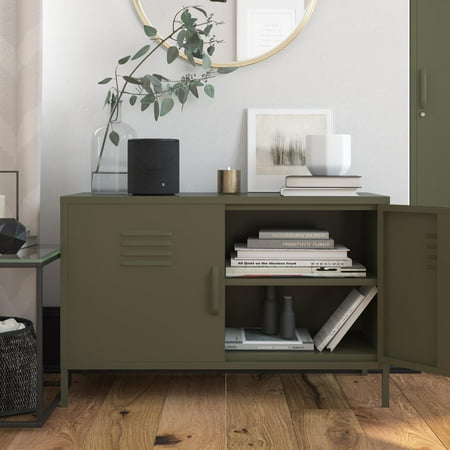 Queer Eye Bradford 2 Door Metal Locker Accent Cabinet, Olive Green