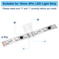thumbnail image 4 of Conectores de tiras LED RGB de 4 pines de 10 mm Uxcell, paquete de 20 para luces de tira 5050 2835, iluminación DIY [Blanco], 4 of 6